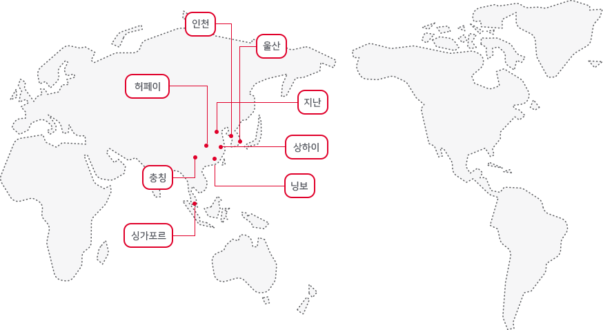 SK에너지 아스팔트 생산 공장 이미지, 인천, 울산, 지난, 상하이,닝보, 싱가포르, 충칭, 허페이
